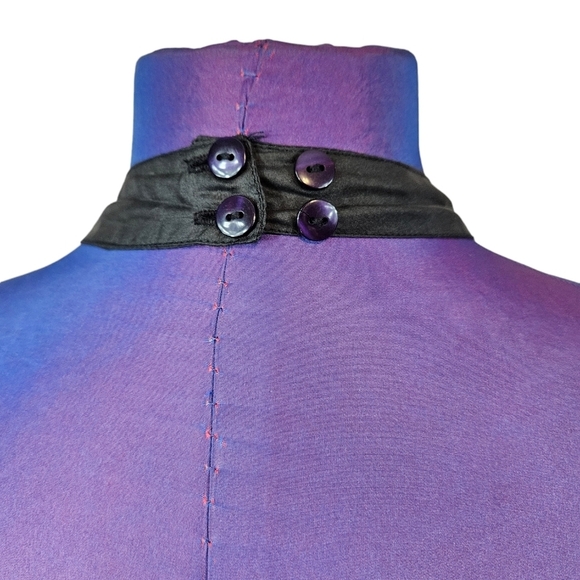 Odille by Anthro Black & White Silk Keyhole Peplum Halter Top Size 12 Women B10 - Picture 7 of 11